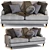 Gray Elegance: Woven Fabric 3-Seater Sofa 3D model small image 1