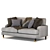 Gray Elegance: Woven Fabric 3-Seater Sofa 3D model small image 2