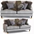 Gray Elegance: Woven Fabric 3-Seater Sofa 3D model small image 5