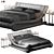 Contemporary Wave-Faux Leather Bed 3D model small image 2