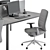 Gray Employee Desk Set 3D model small image 3