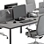 Gray Employee Desk Set 3D model small image 4