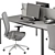 Gray Employee Desk Set 3D model small image 5