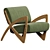 Prada Green Wood Chair 3D model small image 1