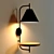 Industrial Wall Lamp with Metal and Wood Shelf 3D model small image 3