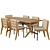 Kinney Teak Outdoor Dining Set: Table & Side Chairs 3D model small image 2