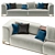 Elegant Ebony 3-Seater Sofa with Built-In Shelves 3D model small image 3