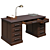 Vintage USA Office Desk 3D model small image 1
