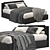 Sleek Gray Bed: Minimalistic Elegance 3D model small image 1