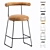 Luxury Cooper Velvet and Leather Kitchen Stool 3D model small image 1