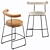 Luxury Cooper Velvet and Leather Kitchen Stool 3D model small image 5