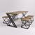 Industrial Loft Dining Set 3D model small image 1