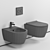 Aldo Matt Black Wall Hung Toilet with Removable Soft Close Lid 3D model small image 3