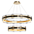 Gilded Double Ring Hanging Light 3D model small image 1