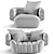 Luxury Tactile Armchair by Baxter 3D model small image 3