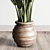 Vintage Ficus Rubber Plant in Wooden Vase 3D model small image 4