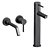 Lusso Matte Black Faucets & Shower Set 3D model small image 5