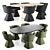 Sleek Allure O Table & Flair O Chair Set 3D model small image 1