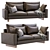 Elegant Harmony Leather Sofa 3D model small image 1