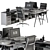 Elegant Gray and Black Office Set 3D model small image 1