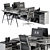 Elegant Gray and Black Office Set 3D model small image 2