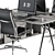 Elegant Gray and Black Office Set 3D model small image 4