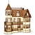 Wooden Dollhouse Villa 3D model small image 1