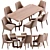 Modern Mode Dining Chair and Coral Table Set 3D model small image 2