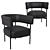 Modern Armchair in Black Leather and Fabric - Morton AM.PM 3D model small image 4