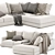 Elegant Tully Sofa with Chaise 3D model small image 2