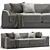 Elegant Velvet Double Sofa 3D model small image 1