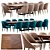 Garda Decor Dining Set: Santa Barbara Table & Chairs 3D model small image 1