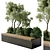 Green Urban Benches Collection with Plants & Trees 3D model small image 1