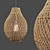 Natural Rattan Trio Pendant Lights 3D model small image 8