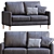 Luxury Block Jumbo Loveseat Leather Sofa 3D model small image 2