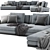 Luxury Blanche Ermes Sofa Set 3D model small image 3