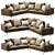 Newport 3-Piece L-Shaped Sectional: Modern Comfort for Your Living Space 3D model small image 3