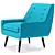 Elegant Gray Wingback Chair 3D model small image 3