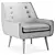 Elegant Gray Wingback Chair 3D model small image 6