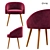 Luxurious Bordeaux Velvet Armchair 3D model small image 2