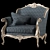 Elegant Rococo Armchair 3D model small image 1