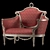 Elegant Rococo Armchair 3D model small image 4