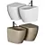 Nic PIN WC - Ceramic Wall-hung Toilet & Bidet 3D model small image 2
