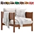 Velvet and Leather Armchair Set 3D model small image 1
