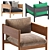 Velvet and Leather Armchair Set 3D model small image 3