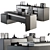 Modern Gray Wood and Black Boss Desk 3D model small image 1