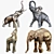 Elephant Sculptures: Exquisite, Detailed, and Lifelike 3D model small image 1