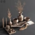 Elegant Wooden Decor Set 3D model small image 2