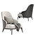 Elegant High-Back LESLIE Armchairs 3D model small image 3