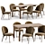 Contemporary Oyster White Dining Set 3D model small image 1